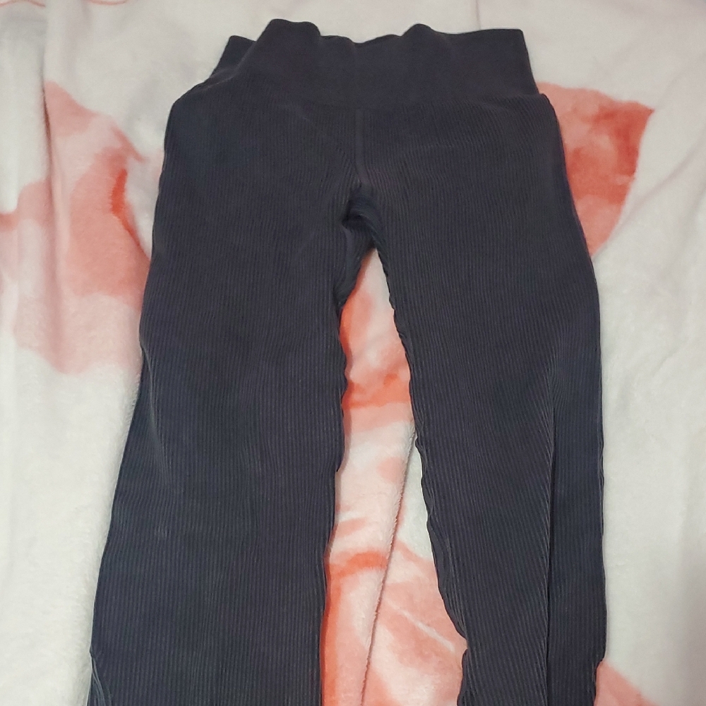 womens Ribbed Gray Leggings